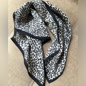 Leopard 100% Silk Scarf Navy Black